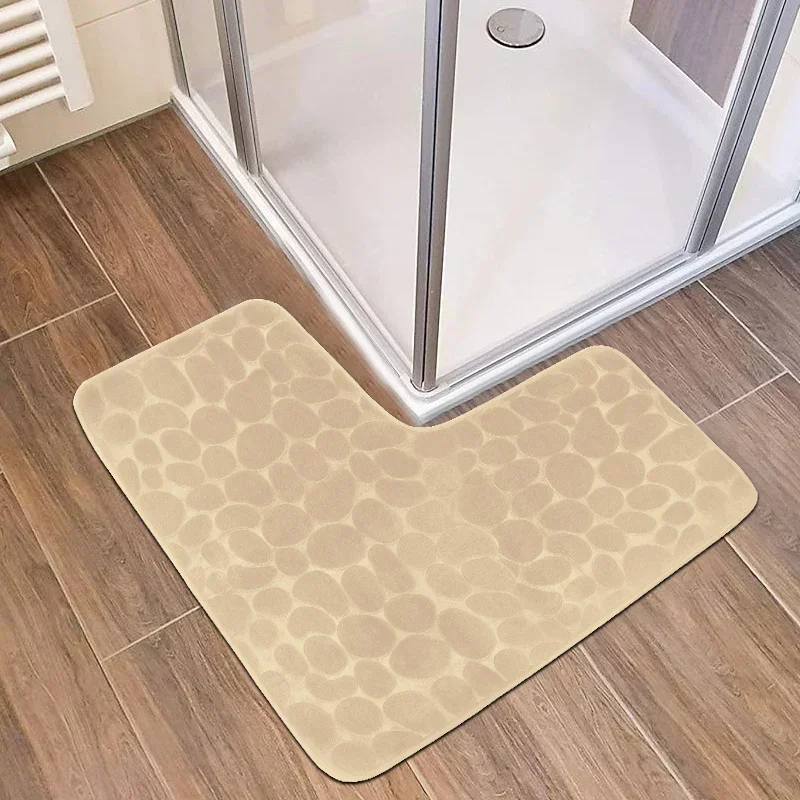 New Cobblestone Non-slip Bathroom Mat L-shaped Corner Toilet Mat Machine Washable Soft Absorbent WC Floor Mat Bath Shower Mats New Cobblestone Non-slip Bathroom Mat L-shaped Corner Toilet Mat Machine Washable Soft Absorbent WC Floor Mat Bath Shower Mats