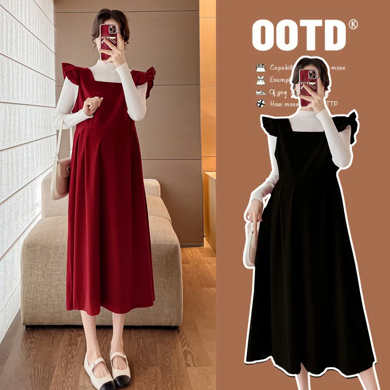 Maternity Strap Dress Spring Autumn Pregnant Women Ruffles Pleuche Sleeveless Dress Pregnancy Clothing Maternity Suspender Dress
Maternity Strap Dress Spring Autumn Pregnant Women Ruffles Pleuche Sleeveless Dress Pregnancy Clothing Maternity Suspender Dress