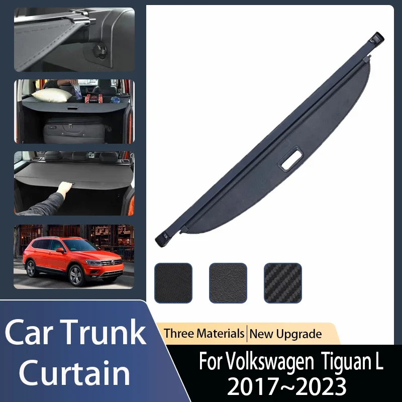 

Подходит для Volkswagen VW Tiguan L MK2 2017 ~ 2023 Автомобильный задний багажник, занавеска, защитный багажник, перегородка, грузовые автомобильные аксессуары