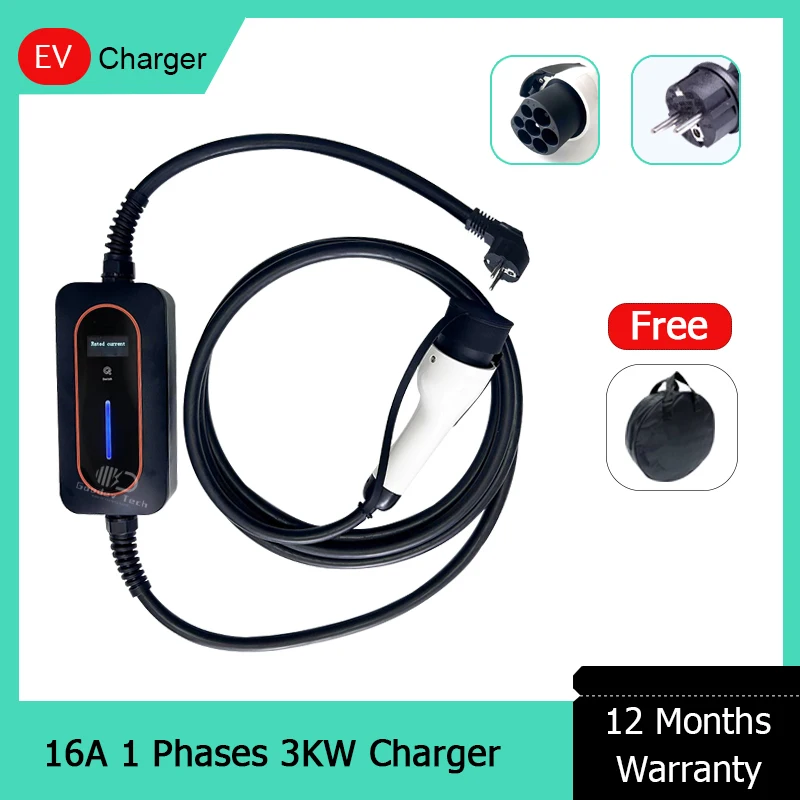 

Level 2 AC Electric Vehicle Car Home Charger Adjustable 10A 13A 16A 32A 3.7kw 7.4kw GB/T GBT ID 4 6 With Schuko Blue CEE