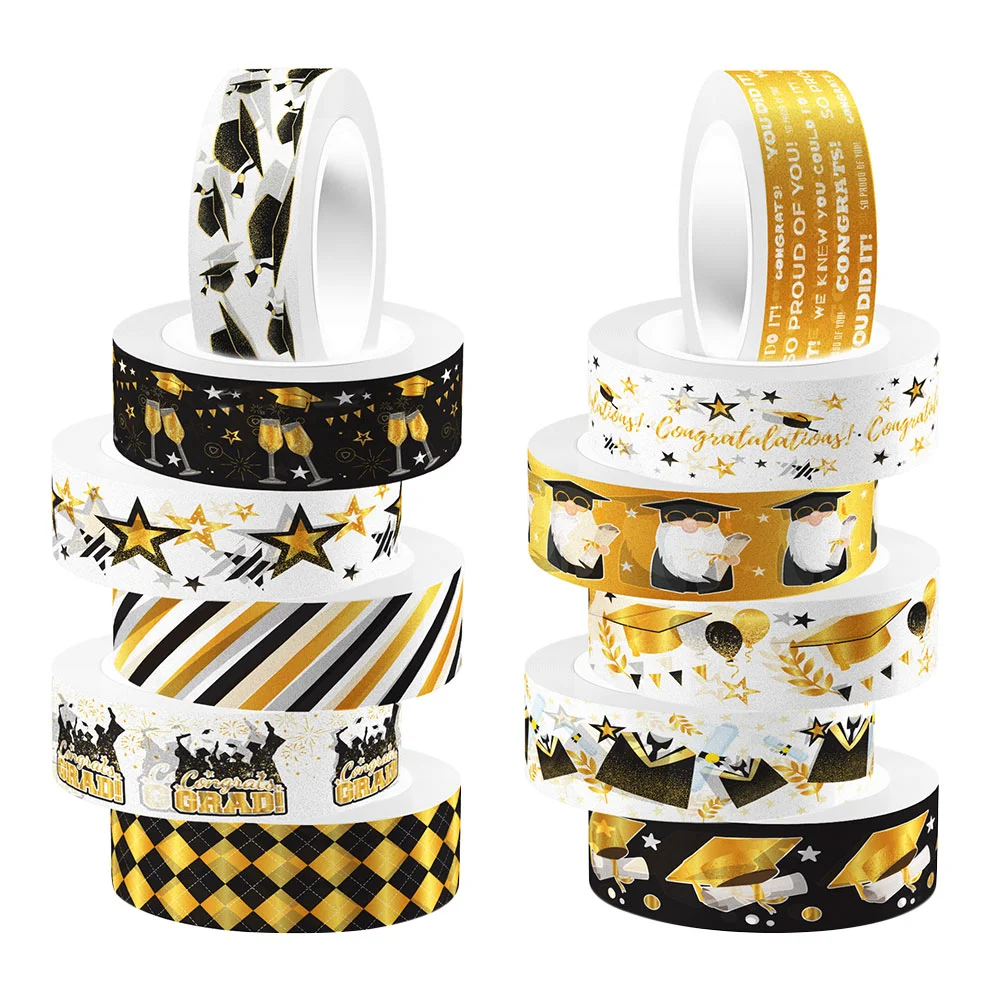 12 Rolls of Graduation Craft Tapes DIY Diary Tape Decors Multi-function Washi Tapes
12 Rolls of Graduation Craft Tapes DIY Diary Tape Decors Multi-function Washi Tapes