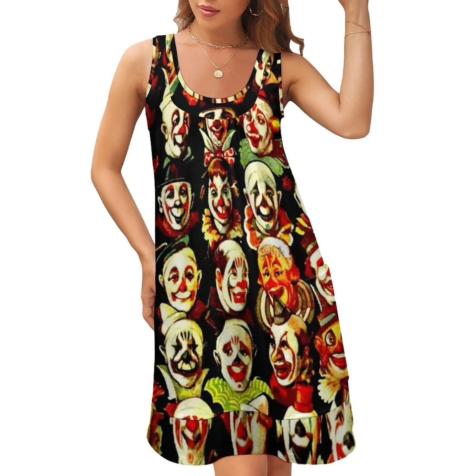 CLOWNS CONFERENCE Vintage Circus Poster Print Sleeveless U-Neck Fake Two Piece Dress clothes for woman
CLOWNS CONFERENCE Vintage Circus Poster Print Sleeveless U-Neck Fake Two Piece Dress clothes for woman