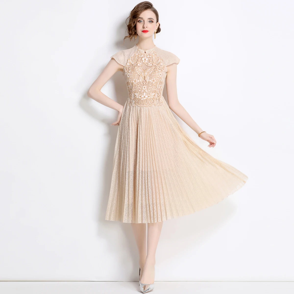 French Luxury TRAF Lace Embroidery Evening Party Dress Women Slim High Waist Elegant Pleated MIDI Vestidos Bodycon Dress
French Luxury TRAF Lace Embroidery Evening Party Dress Women Slim High Waist Elegant Pleated MIDI Vestidos Bodycon Dress