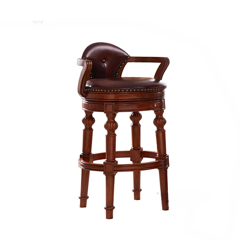 

Скандинавские барные стулья из твердой древесины на заказ, семейная роскошная мебель, высокий стул для ресторана, Минималистичная ретро-спинка