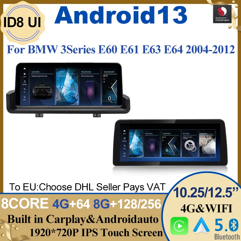 Qualcomm 10.25/12.5 Inch 8+256G ID8 Android 13 Multimedia For BMW 3Series E90 E91 E92 E93 GPS Navigation Screen Apple Carplay 4G
Qualcomm 10.25/12.5 Inch 8+256G ID8 Android 13 Multimedia For BMW 3Series E90 E91 E92 E93 GPS Navigation Screen Apple Carplay 4G