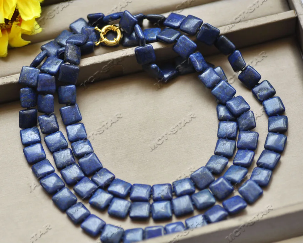 

Z12780 Natural 50" 12mm Square Coin Blue Lapis lazuli Necklace