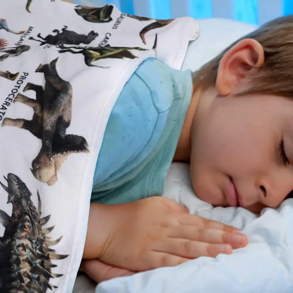 

Fluffy Soft Bed Blanket Super Soft Flannel Dinosaur Alphabet Blanket Cozy Sofa Throw for Kids for Dinosaur for Home for Bed