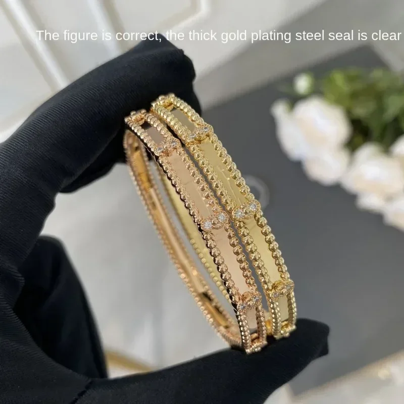 

Lucky Four Leaf Clover Bracelet 925 Silver Luxury Brand for Women Men Rose Gold Bangles 925 Silver Original Couple Jewelry Sale