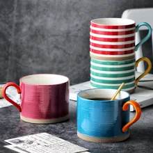 Striped coffee cup Nordic creative hand color breakfast milk single ear stoneware cup ceramic couple coffee cup
Striped coffee cup Nordic creative hand color breakfast milk single ear stoneware cup ceramic couple coffee cup