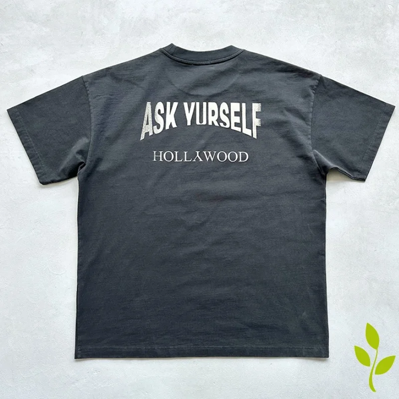Loose Casual Crew Neck Askyurself T-shirts Letter Slogan Print Short-sleeved Tshirt Washed Black Top Tees for Men and Women
Loose Casual Crew Neck Askyurself T-shirts Letter Slogan Print Short-sleeved Tshirt Washed Black Top Tees for Men and Women