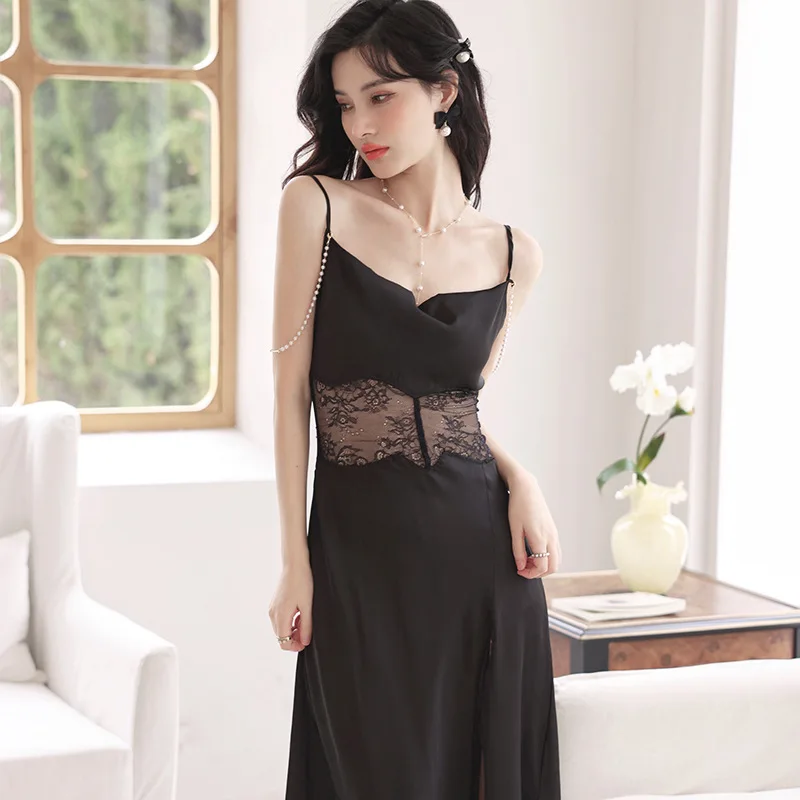 Sexy Lace Hollow Out Nightdress Nighty Gown Womens Satin Chemise Nightgown Straps Summer Long Home Dress Sleepwear Lounge Wear
Sexy Lace Hollow Out Nightdress Nighty Gown Womens Satin Chemise Nightgown Straps Summer Long Home Dress Sleepwear Lounge Wear