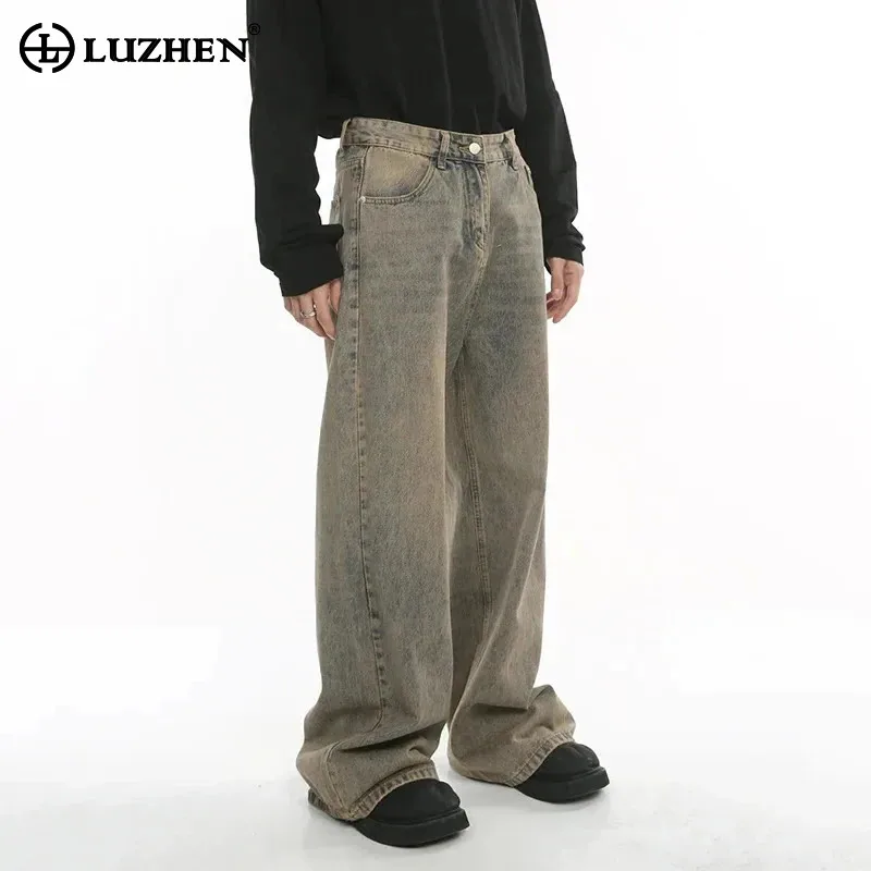 

LUZHEN Baggy Out 2024 Jeans Worn Spring Loose Men's Wide Leg Denim Pants Chic Distressed Streetwear Vintage Male Trousers 9C2019