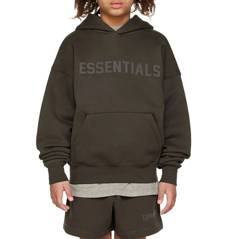 

ESSENTIALS Luxury Kid's Hoodies Two Rows Flocking Letter Logo Hoodies for Boy Brand Design Children's Loose High Street Sweater