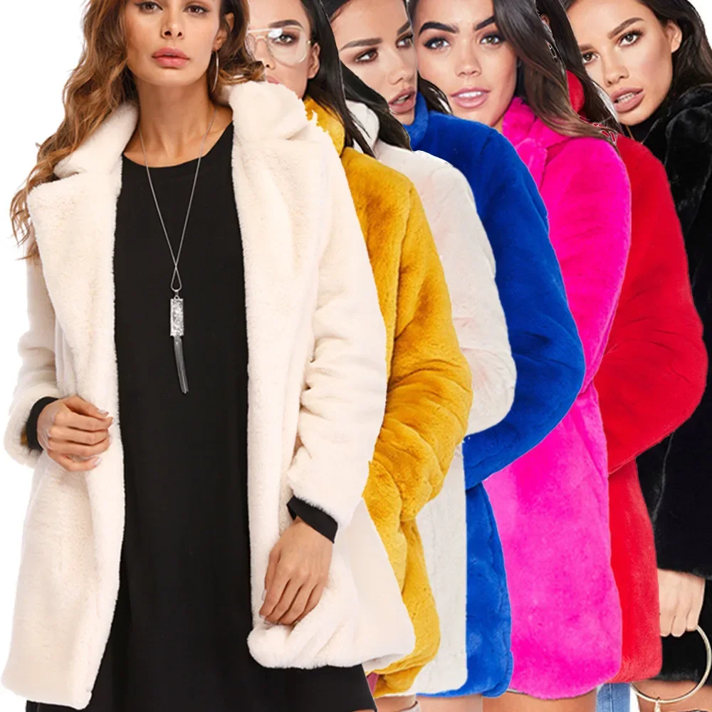 

2024 Autumn Winter Women's Medium Length Faux Fur Thick Coat Plus Size 3XS-10XL 9XL 8XL 7XL 6XL 5XL XXXXL