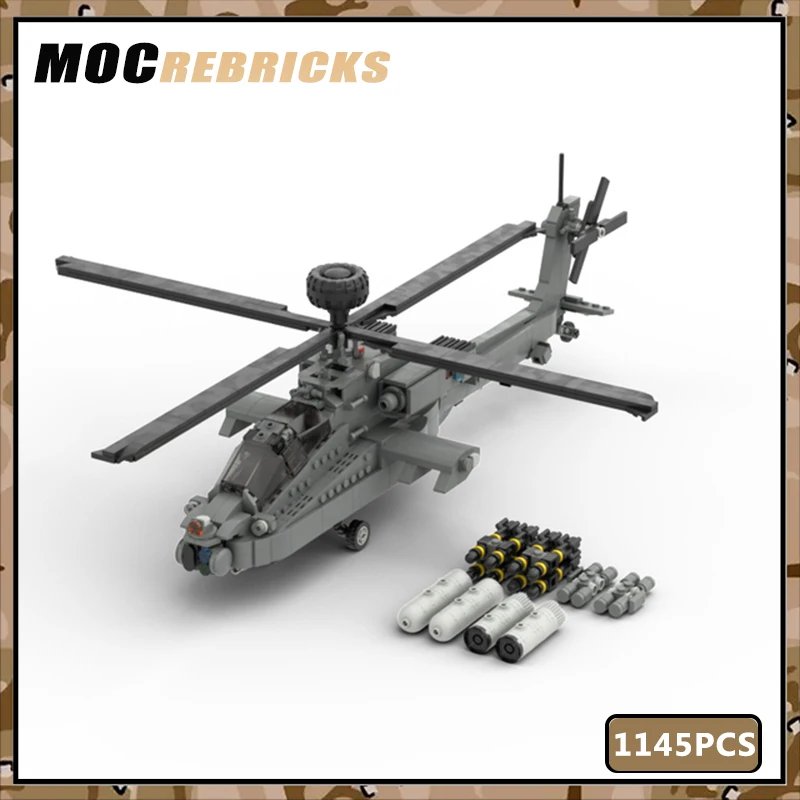 MOC Military Brick US AH-64 Apache Armed Helicopters Block Build Parts Assembly Puzzle Model Airplane Toys Children XMAS Gifts
MOC Military Brick US AH-64 Apache Armed Helicopters Block Build Parts Assembly Puzzle Model Airplane Toys Children XMAS Gifts