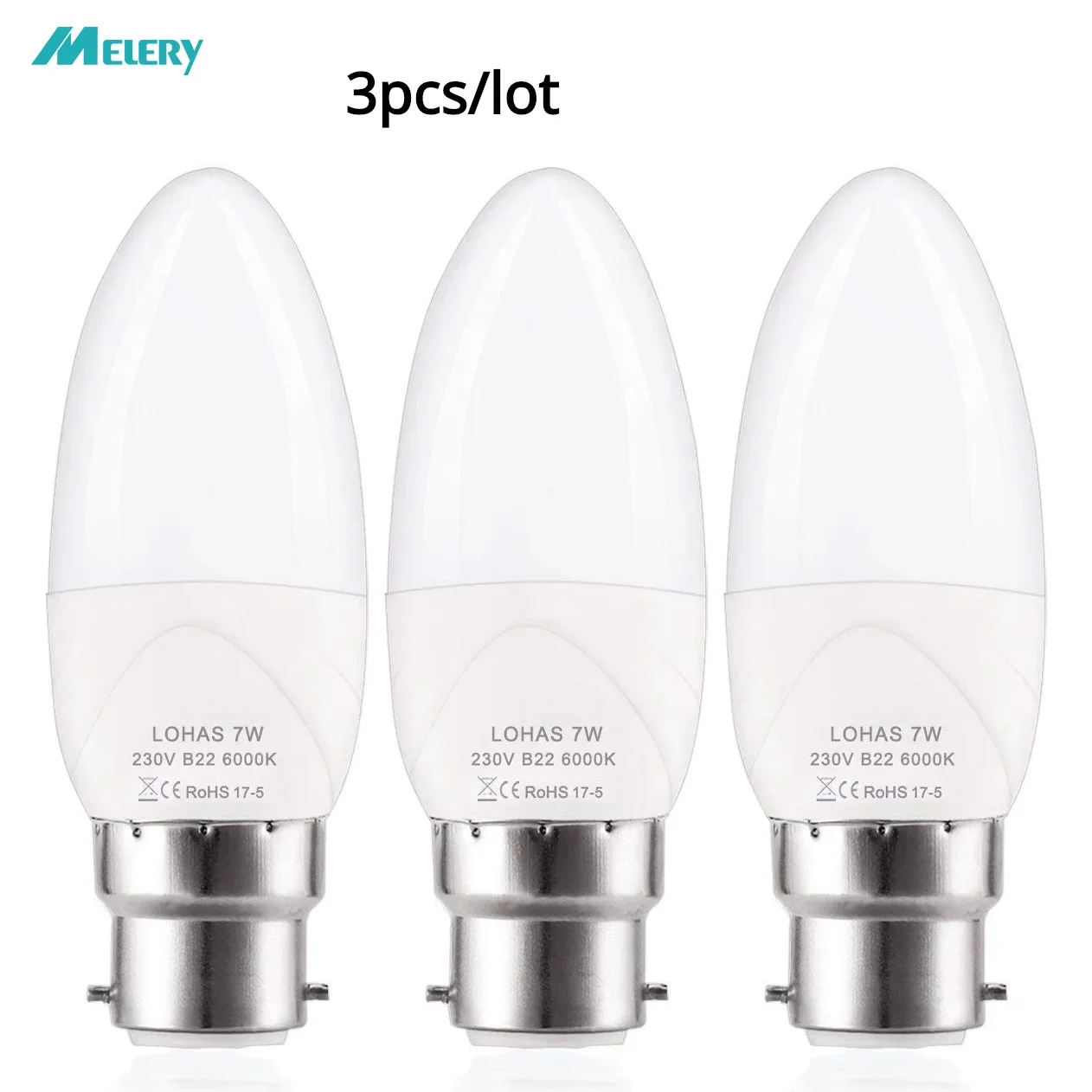 B22 LED Candle Light Bulbs 7W Bayonet Desk Lamp 70W Equivalent Warm White 3000K Daylight 6000K Small Edison Screw Base 3Pack
B22 LED Candle Light Bulbs 7W Bayonet Desk Lamp 70W Equivalent Warm White 3000K Daylight 6000K Small Edison Screw Base 3Pack