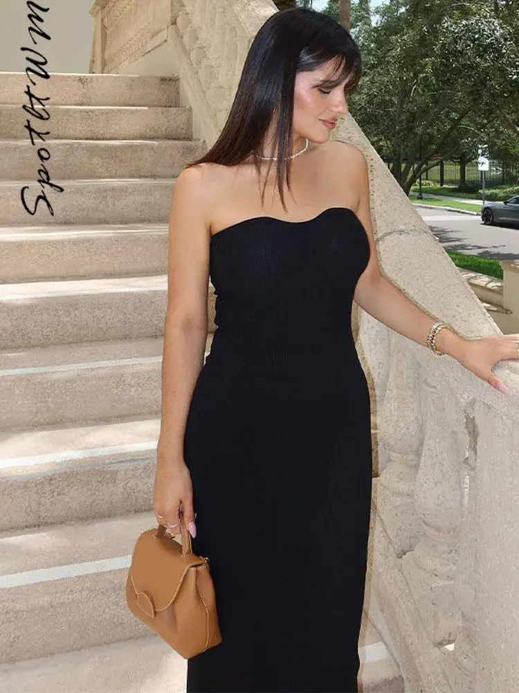 Women Solid One Line Neck Knitted Dress Sexy Off Shoulder Sleeveless Open Back Slim Long Dresses Elegant Female High Street Robe
Women Solid One Line Neck Knitted Dress Sexy Off Shoulder Sleeveless Open Back Slim Long Dresses Elegant Female High Street Robe