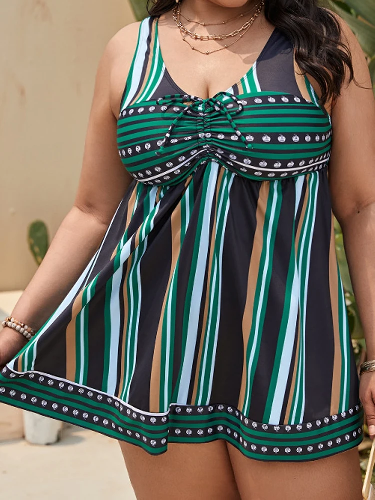 Women Tankini Swimsuits Plus Size 8XL Sexy Swimwear Female Vintage Two Piece Strip Print Swimming Suit Fashion Beachwear
Women Tankini Swimsuits Plus Size 8XL Sexy Swimwear Female Vintage Two Piece Strip Print Swimming Suit Fashion Beachwear