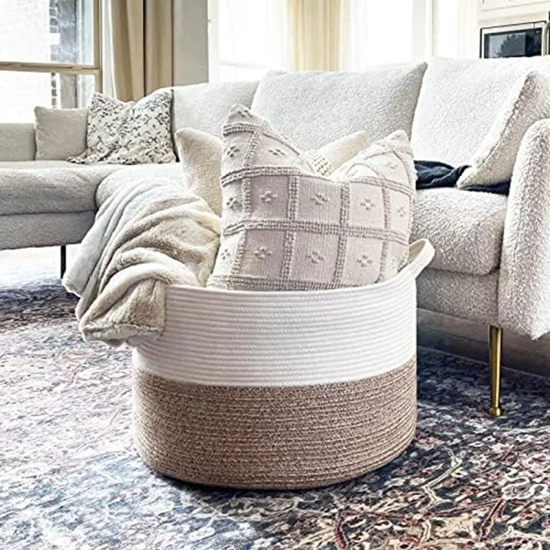Cotton Rope Basket About 22Inch X 14Inch Woven Baby Laundry Blanket Basket Toy Basket With Handle Storage Comforter
Cotton Rope Basket About 22Inch X 14Inch Woven Baby Laundry Blanket Basket Toy Basket With Handle Storage Comforter