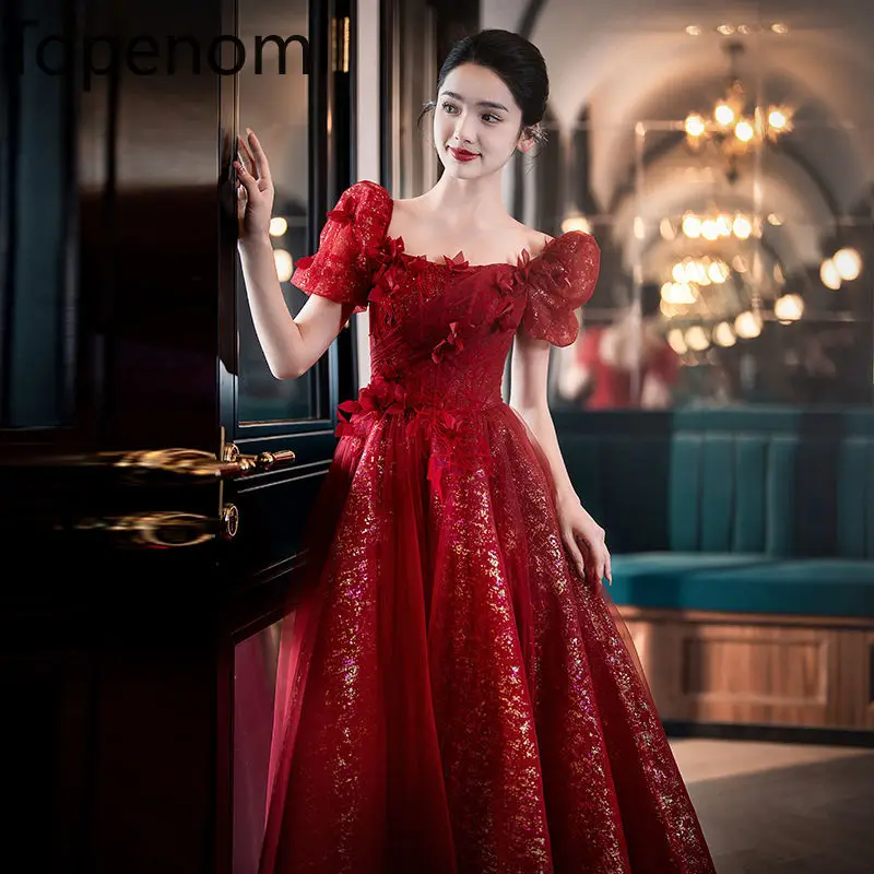 Topenomi Bridal Dress Luxury 3D Flowers Sequins Square Collar Puff Sleeve High Waist Gowns Evening Dresses Sweet Prom Host Robe
Topenomi Bridal Dress Luxury 3D Flowers Sequins Square Collar Puff Sleeve High Waist Gowns Evening Dresses Sweet Prom Host Robe