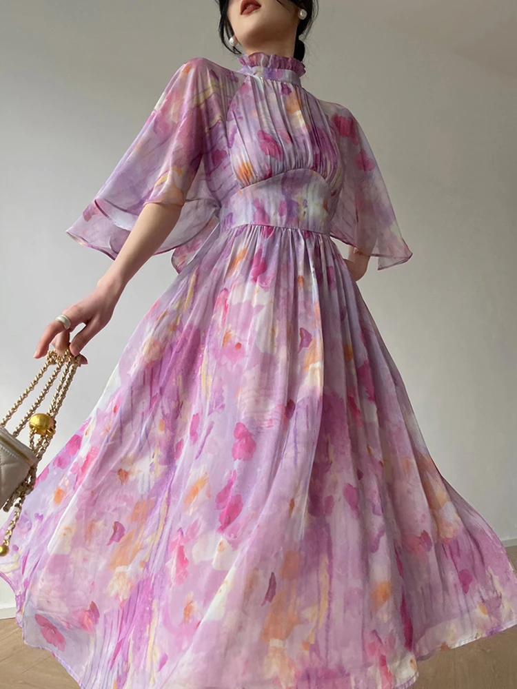 Elegant Print Slim Dresses For Women Stand Collar Half Sleeve High Waist Ruched Long Dress Female Summer 2023 New Style
Elegant Print Slim Dresses For Women Stand Collar Half Sleeve High Waist Ruched Long Dress Female Summer 2023 New Style