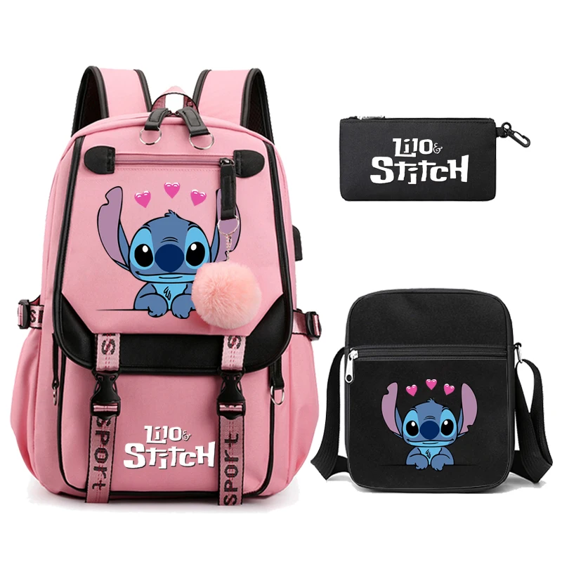 

3Pcs/Set Lilo Stitch Printed Backpack Student Teenagers Bookbag Sport Rucksack for Girl Bagpack Laptop Teens Travel Schoolbag