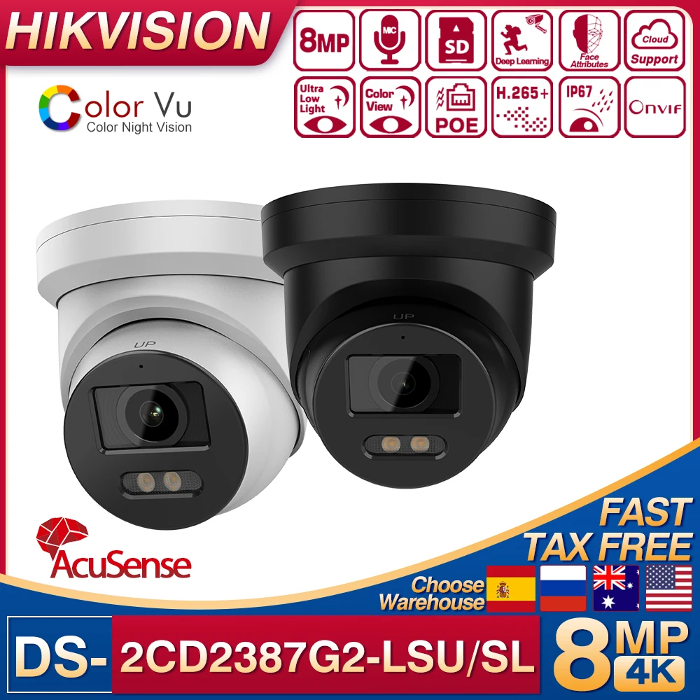 Hikvision 8MP ColorVu Acusense револьверная IP-камера DS-2CD2387G2-LSU/SL Стробоскопическая и звуковая фотокамера CCTV с двухсторонним аудио
Hikvision 8MP ColorVu Acusense револьверная IP-камера DS-2CD2387G2-LSU/SL Стробоскопическая и звуковая фотокамера CCTV с двухсторонним аудио
