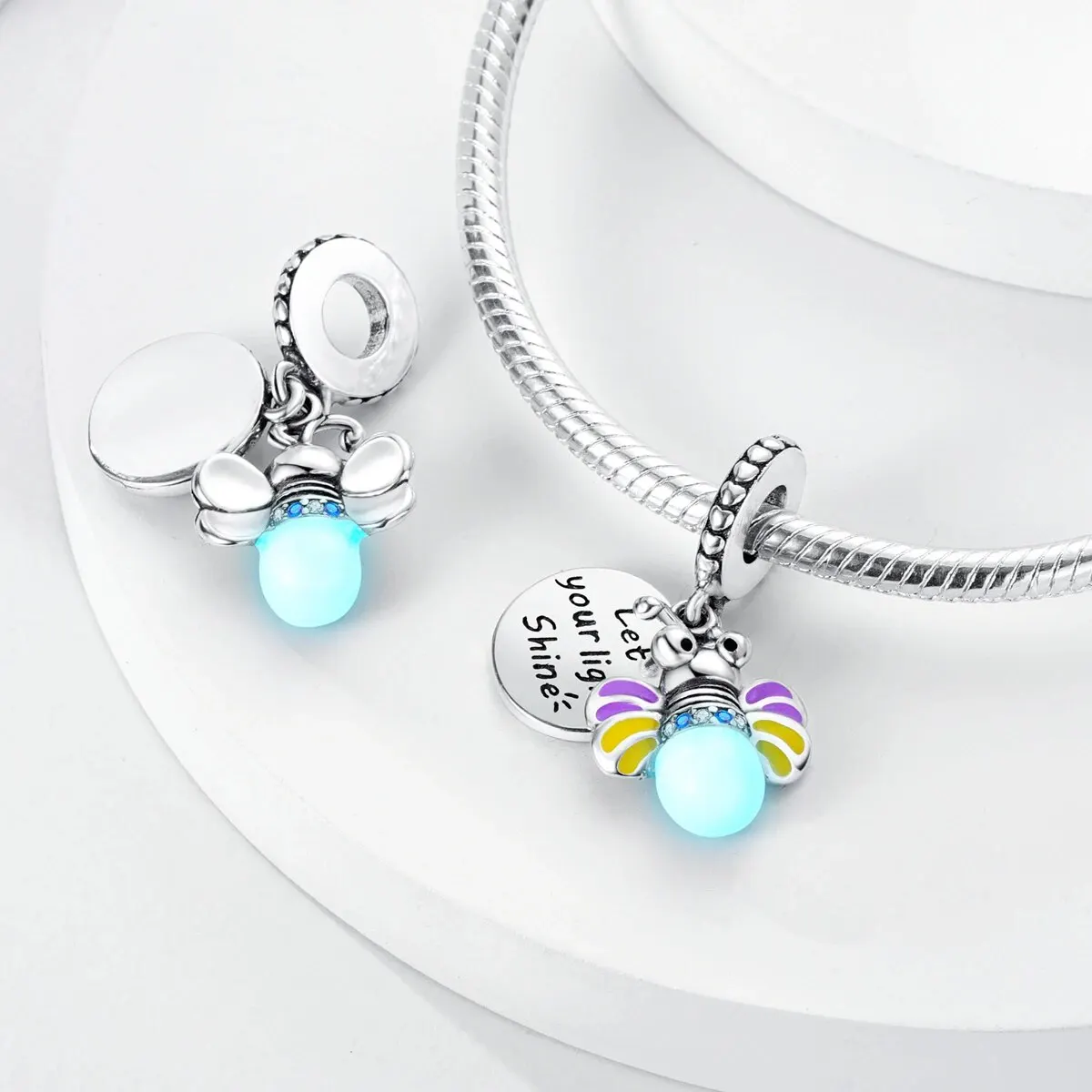 MULA 1PC Silver Plated Charms Firefly Butterfly Flower Fit Original Beads DIY Fashion Jewelry MULA 1PC Silver Plated Charms Firefly Butterfly Flower Fit Original Beads DIY Fashion Jewelry