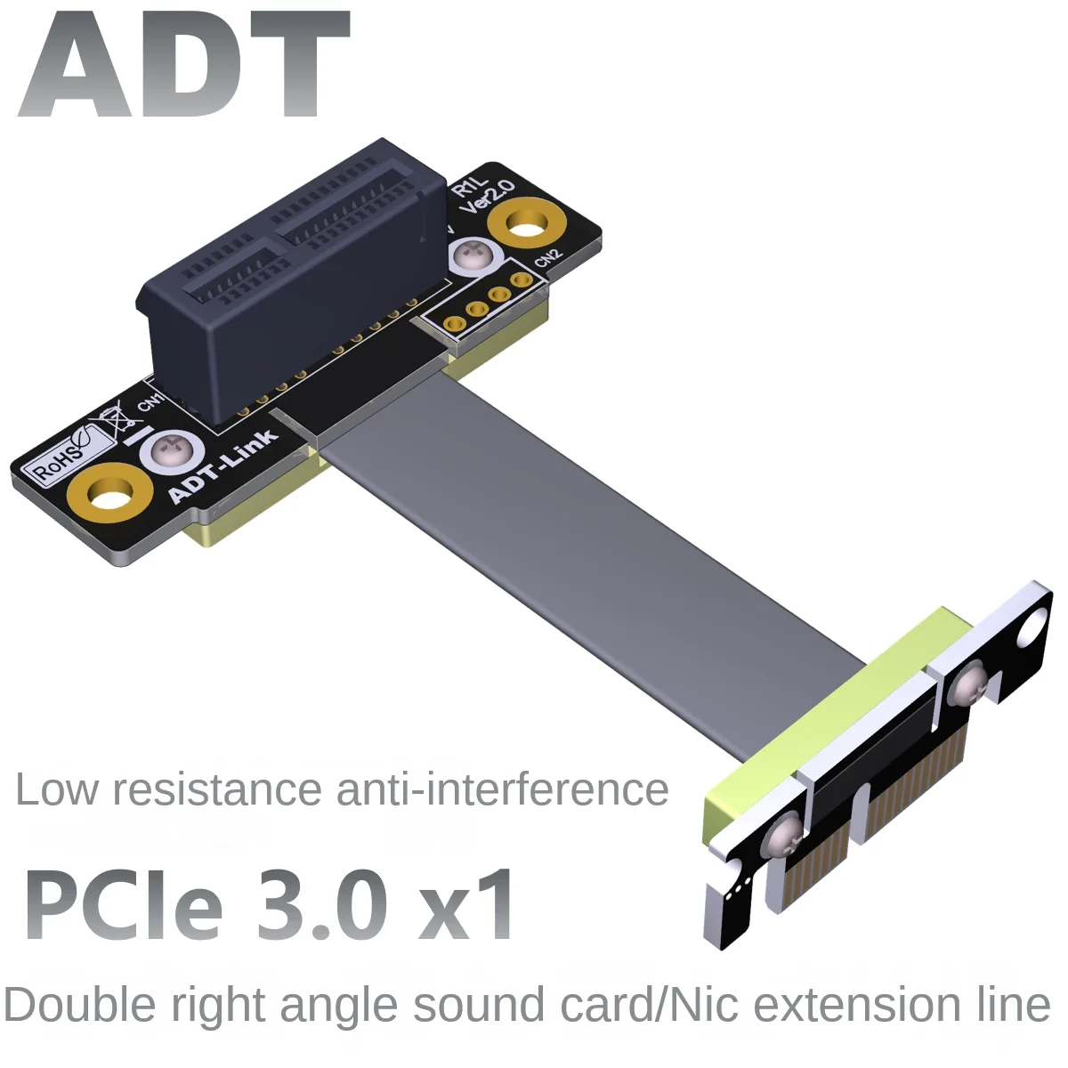 ADT sound card extension cable double right Angle 90 degree anti-interference without power supply PCI-E3.0x1 wireless card 50cm
ADT sound card extension cable double right Angle 90 degree anti-interference without power supply PCI-E3.0x1 wireless card 50cm