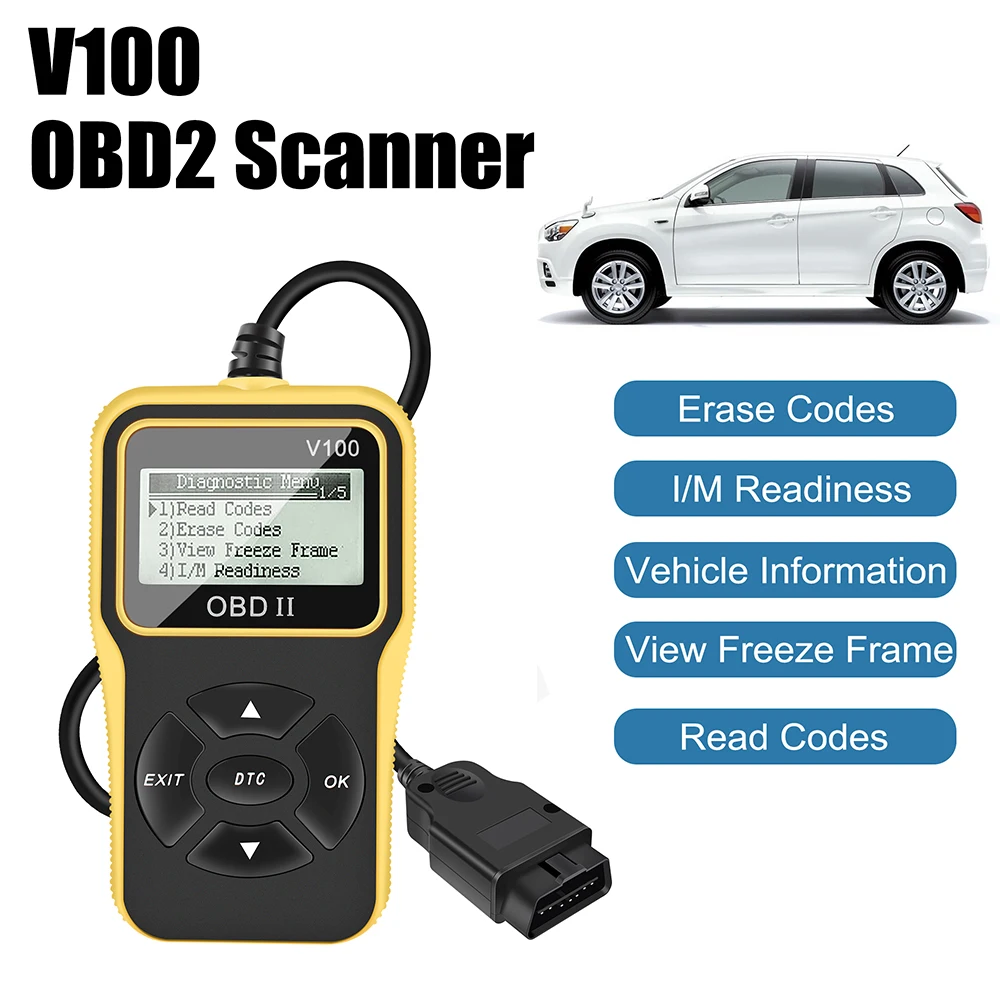 

16-контактный автомобильный OBD2 диагностический инструмент V100 12 В OBD 2 сканер цифровой дисплей считыватель кодов тестер зажигания данных автомобильные аксессуары