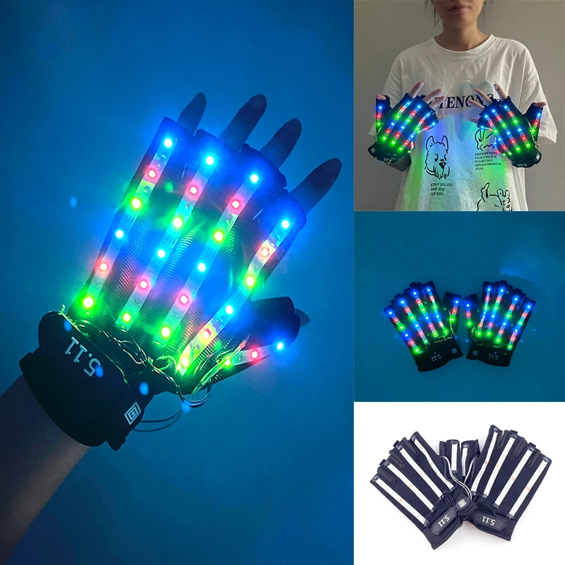 Flashing Skull Gloves Stage Costume LED Light DJ Dance Gloves For Halloween Party Props Glowing Neon Guantes Christmas Supplies
Flashing Skull Gloves Stage Costume LED Light DJ Dance Gloves For Halloween Party Props Glowing Neon Guantes Christmas Supplies
