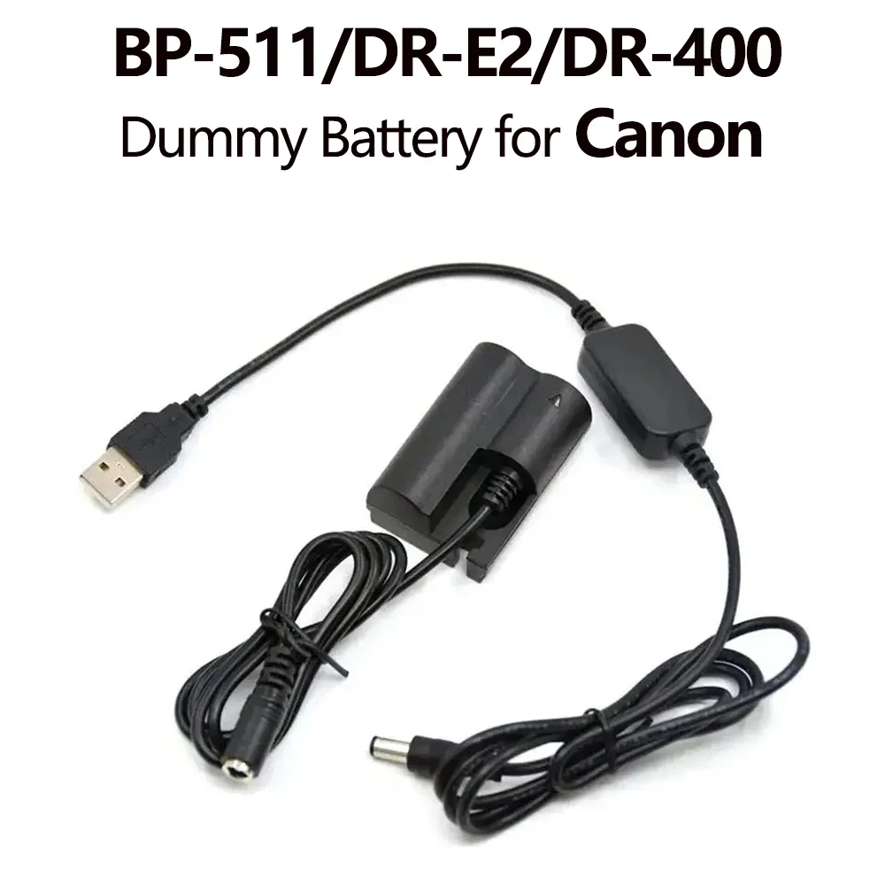 5V USB to DC Cable DR-E2 DR-400 DC Coupler BP-511 Dummy Battery for Canon EOS 5D 10D 20D 20Da 30D 40D 50D D30 D60 Camera
5V USB to DC Cable DR-E2 DR-400 DC Coupler BP-511 Dummy Battery for Canon EOS 5D 10D 20D 20Da 30D 40D 50D D30 D60 Camera
