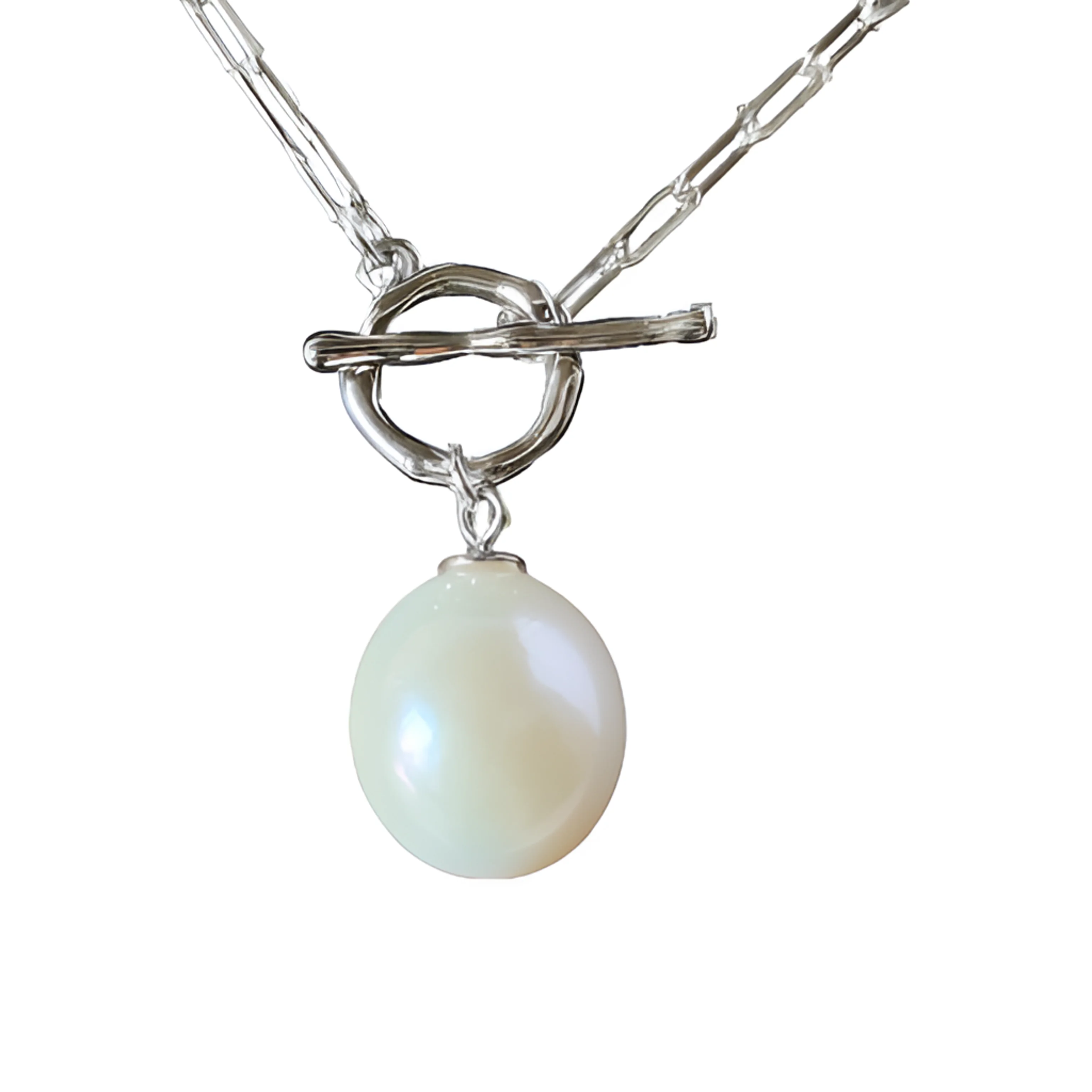 

Natural Baroque Pearl Necklace Women's collarbone Chain 925 Silver Alien Freshwater Pearl Pendant White Fashion Versatile
