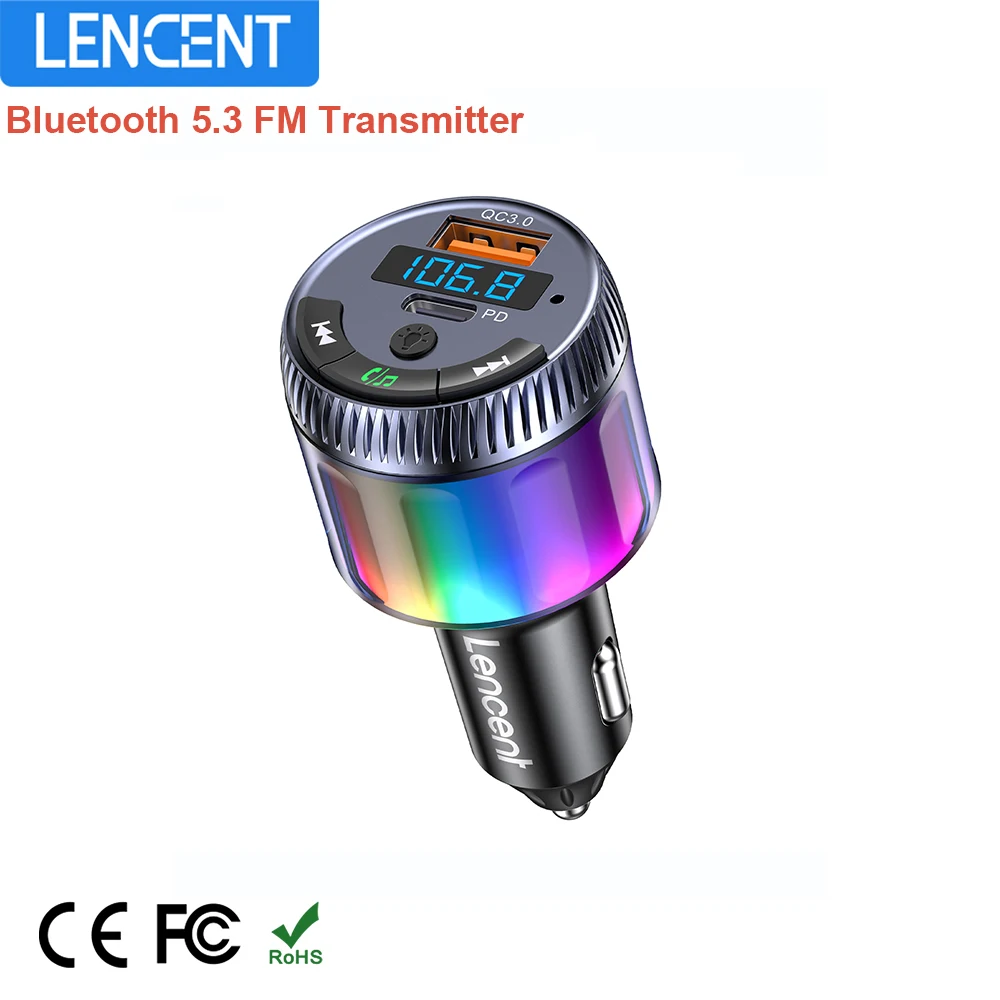 LENCENT Bluetooth 5.3 FM Transmitter Bluetooth Car Adapter with Type C PD 30W & QC3.0 USB Fast Charger Hi-Fi Music Adapter
LENCENT Bluetooth 5.3 FM Transmitter Bluetooth Car Adapter with Type C PD 30W & QC3.0 USB Fast Charger Hi-Fi Music Adapter