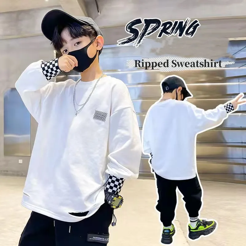 Spring Fashion Boys Cotton Loose Patchwork Ripped Sweatshirt School Kids Outfit Tee Tops Child Workout Pullover Jumper 3-14 Yrs
Spring Fashion Boys Cotton Loose Patchwork Ripped Sweatshirt School Kids Outfit Tee Tops Child Workout Pullover Jumper 3-14 Yrs