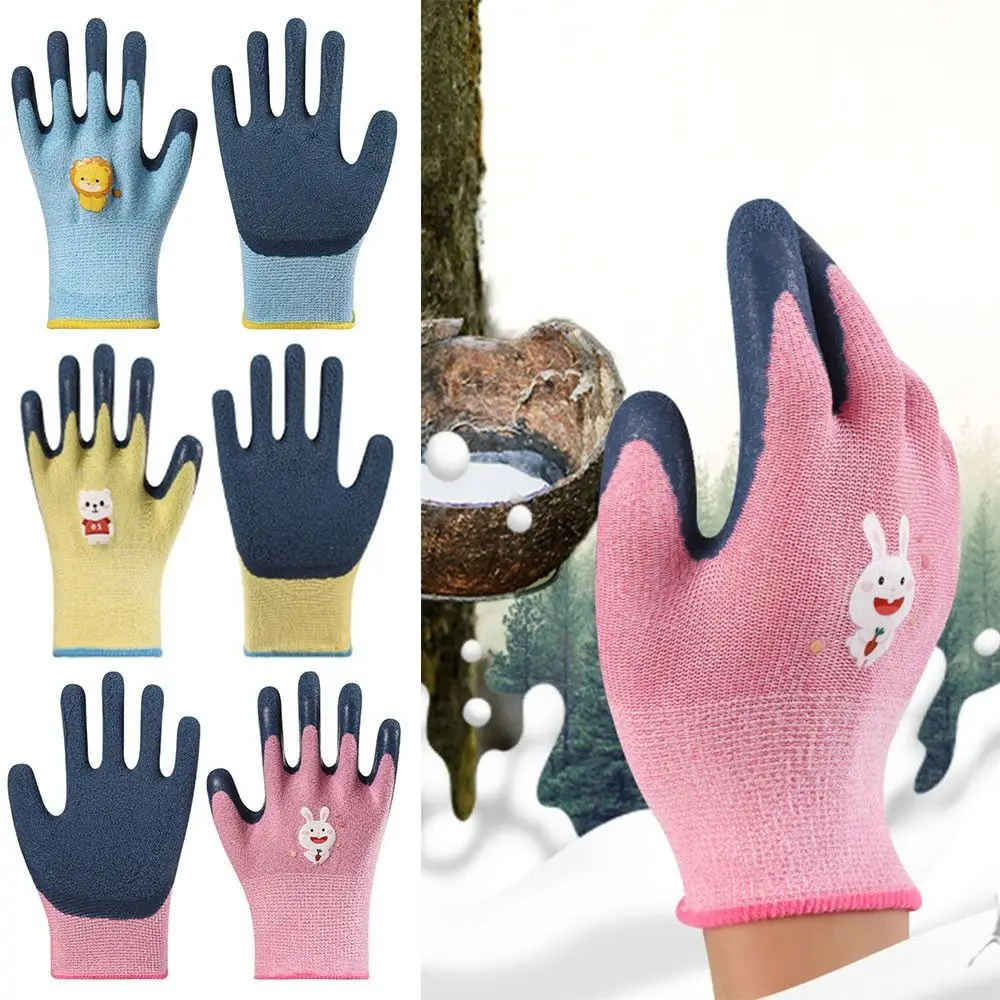 

Multi-purpose Kids Work Gloves Tool Cartoon Animal 13 Needles Latex Coated Gloves Safety Thickening Gardening Glove Gardening