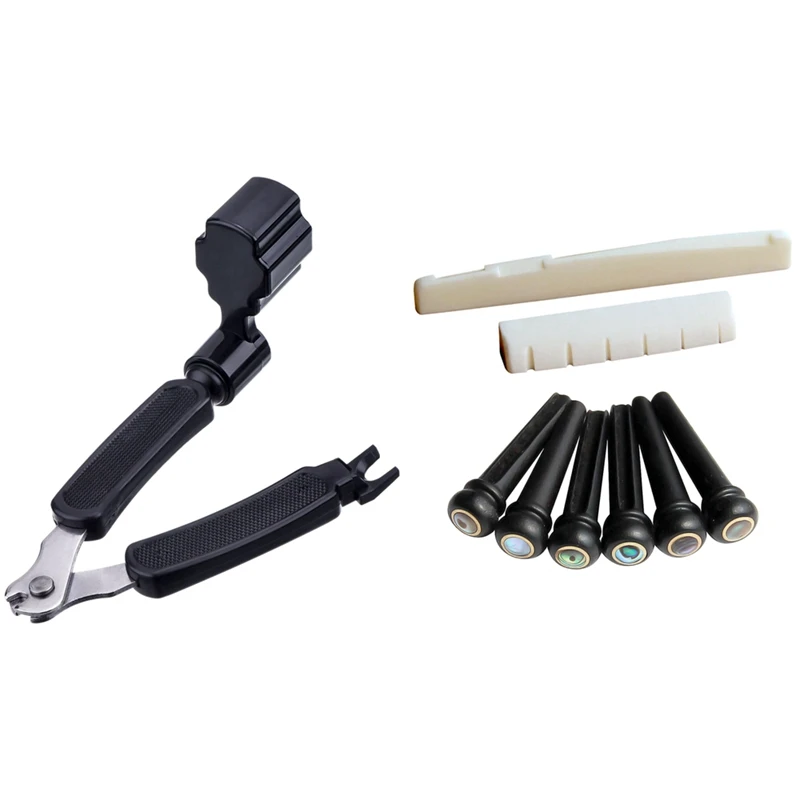 1 Set 6 String Acoustic Guitar Bone Bridge Saddle And Nut & 1Pcs 3 In 1 Guitar String Winder String Cutter Pin Puller
1 Set 6 String Acoustic Guitar Bone Bridge Saddle And Nut & 1Pcs 3 In 1 Guitar String Winder String Cutter Pin Puller