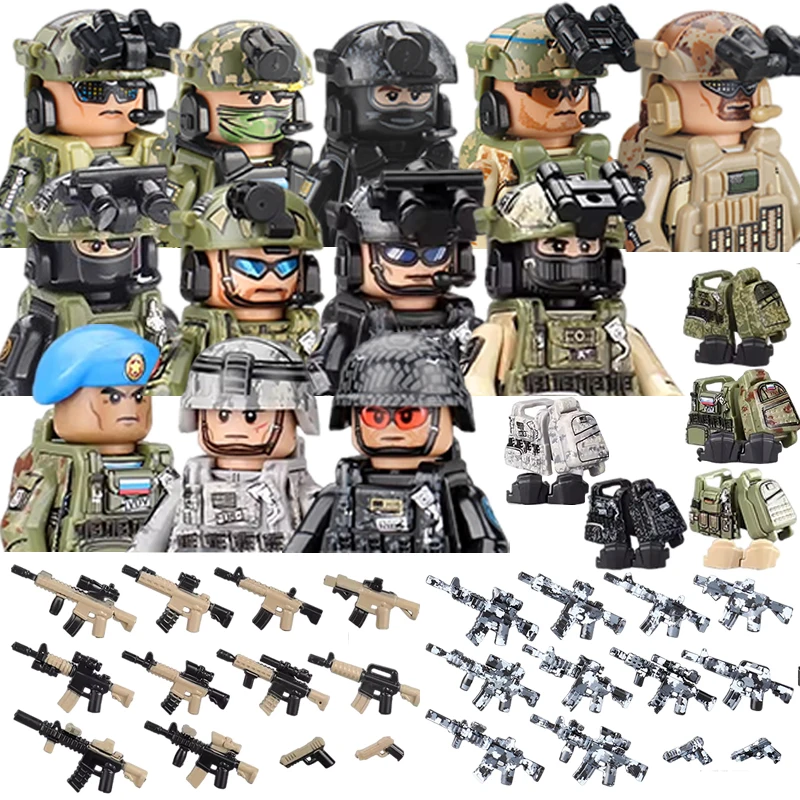 

City Special Forces Figures Building Blocks British Special Air Service US Russia SWAT Army Soldiers Military Weapons Bricks Toy