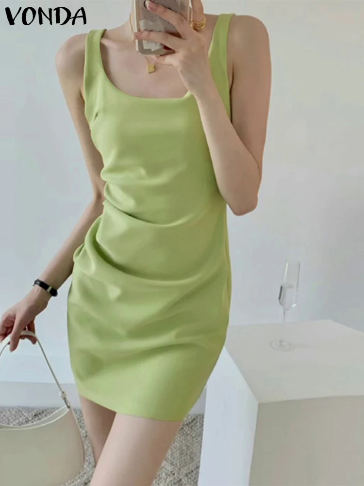 Elegant Office Dress Women Summer Party Sundress 2023 VONDA Sexy Sleeveless Dress Robe High Street Solid Color Pleated Vestidos
Elegant Office Dress Women Summer Party Sundress 2023 VONDA Sexy Sleeveless Dress Robe High Street Solid Color Pleated Vestidos