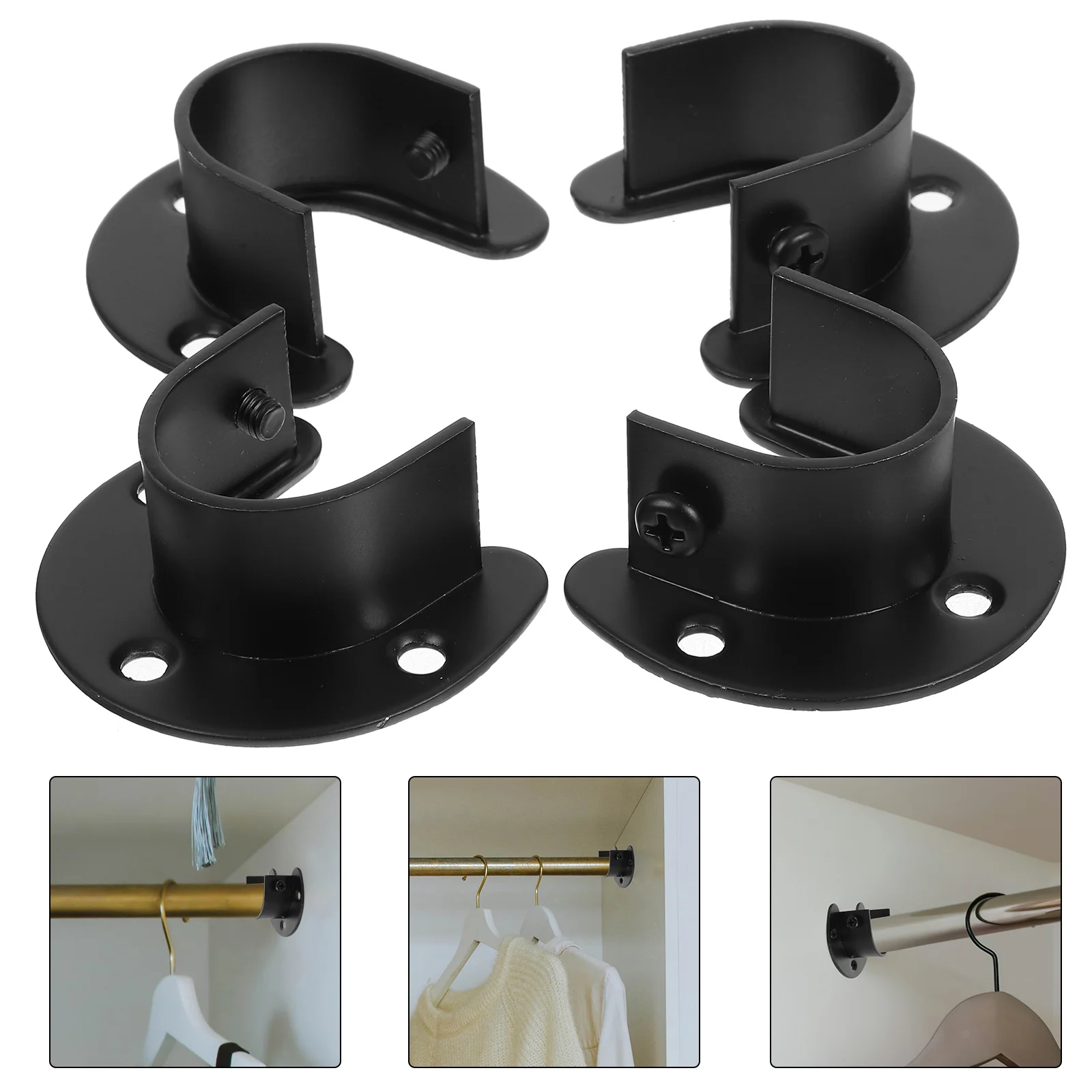 4 Pcs Wall Pole Flange Seat Rod Holder Closet Socket Bracket Black Towel Bar Shower Holders Support for Wardrobe
4 Pcs Wall Pole Flange Seat Rod Holder Closet Socket Bracket Black Towel Bar Shower Holders Support for Wardrobe