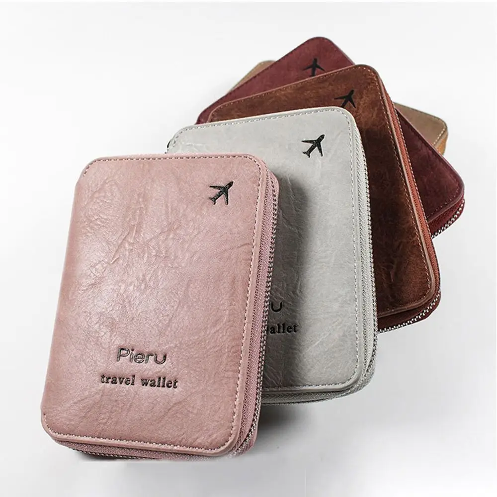 

Multi-functional Zipper Passport Bag RFID Anti-theft Waterproof Storage Bag with Large Space Simple Coin Purse Boarding Card