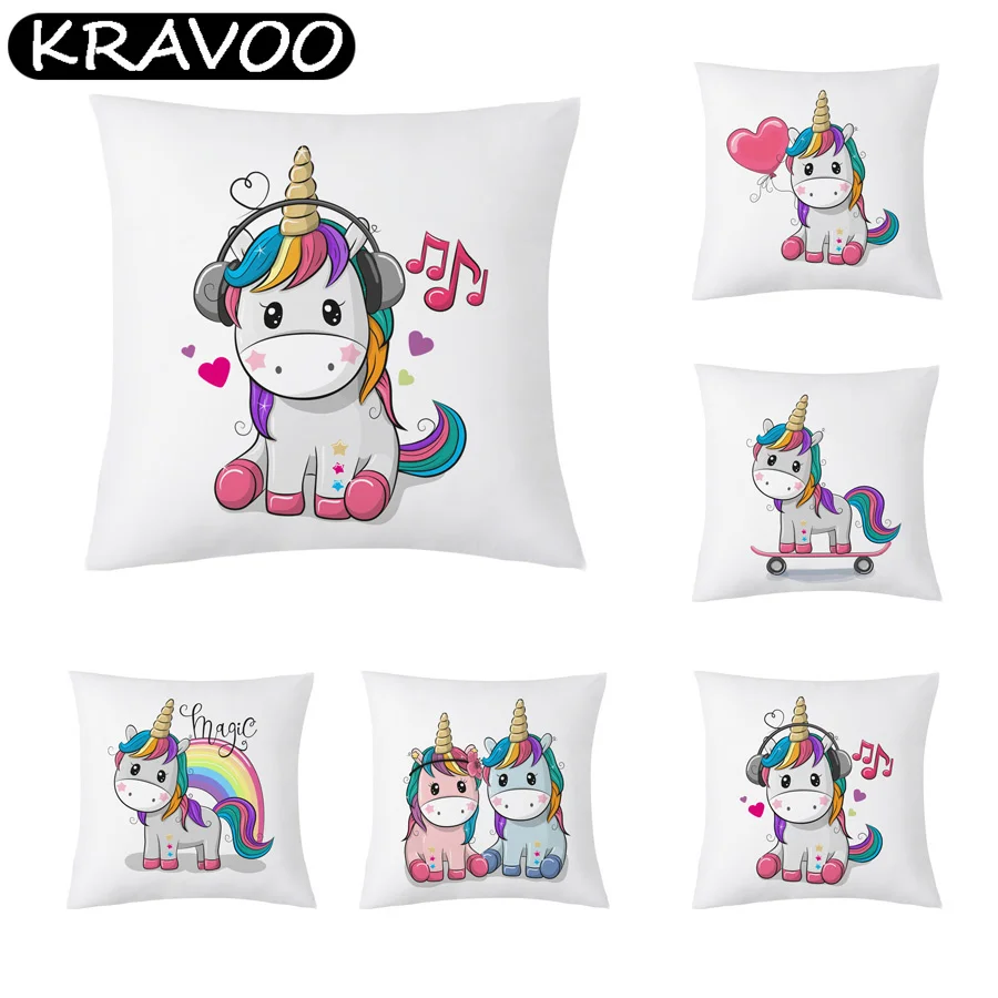 Unicorn Cushion Cover Creative Unicorn Polyester Pillow Case Cute Cartoon Unicorn Sofa Bed Decorative Pillowcase Funda Cojín 
Unicorn Cushion Cover Creative Unicorn Polyester Pillow Case Cute Cartoon Unicorn Sofa Bed Decorative Pillowcase Funda Cojín