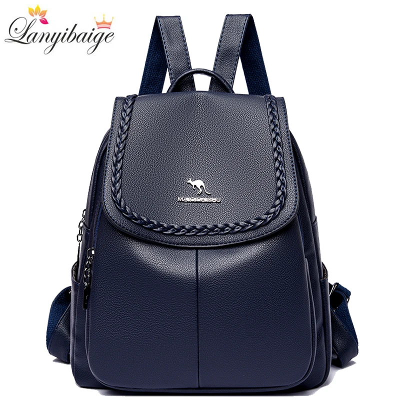 

Genuine Women Leather Backpack Fashion Female Shoulder Bag Sac a Dos Ladies Bagpack Mochilas School Bags For Teenage Girls 2024