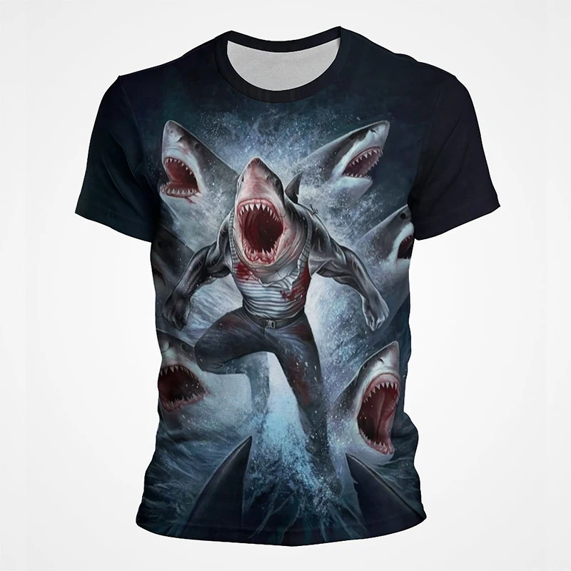 Horror 3D Printing Short-sleeved Fashion Comfortable Top Shark Pattern Men's Women's Clothing T-shirt Harajuku Street Style
Horror 3D Printing Short-sleeved Fashion Comfortable Top Shark Pattern Men's Women's Clothing T-shirt Harajuku Street Style