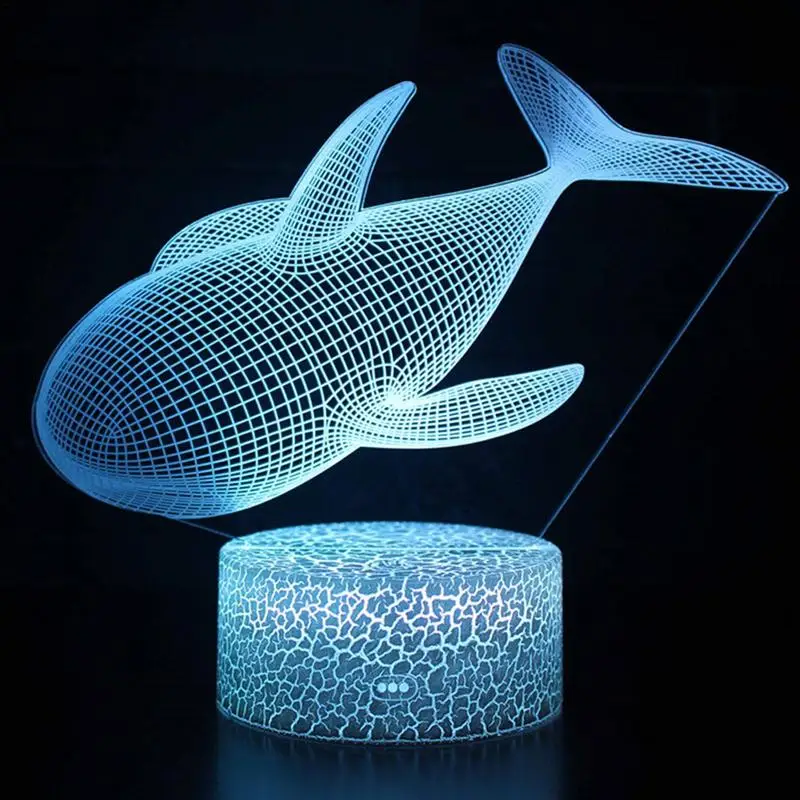 

Whale 3D LED Night Light with Touch Controls 3D Illusion Whale Lamp Colorful Touch Lamp Creative Holiday Gift for Children