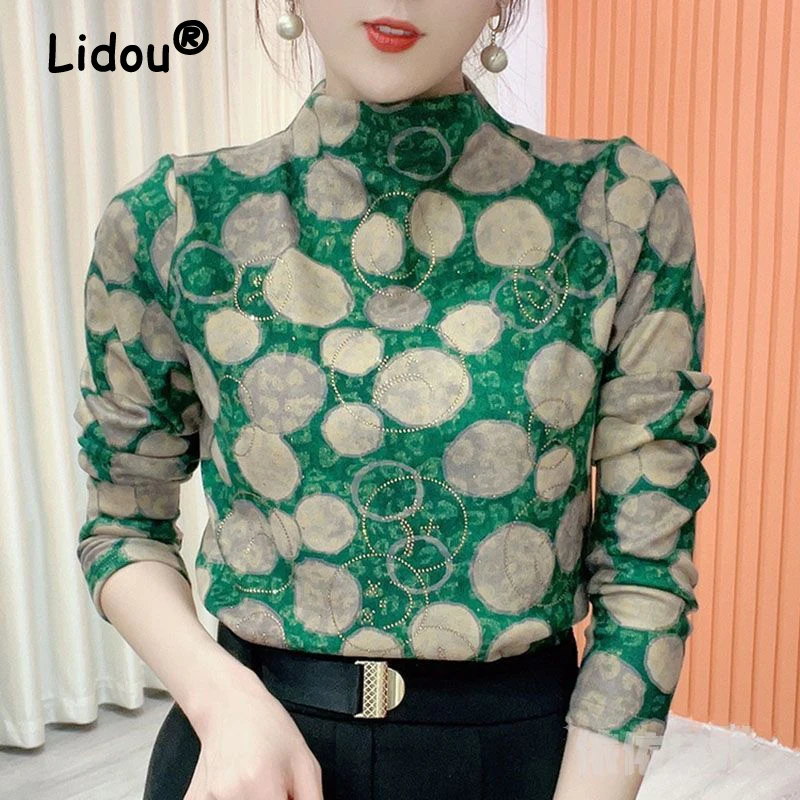 Autumn Winter Women Fashion Polka Dot Print Long Sleeve Basic T Shirt Casual Half High Collar Loose Pullover Tops Ropa De Mujer
Autumn Winter Women Fashion Polka Dot Print Long Sleeve Basic T Shirt Casual Half High Collar Loose Pullover Tops Ropa De Mujer