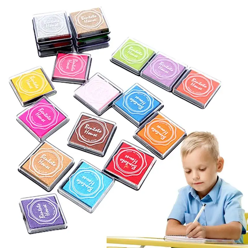 

Finger Ink Pads For Kids 20 Colors Finger Paint Ink Pad Waterproof Colorful Water-based Ink Pads 1.57x1.57 Inches Waterproof