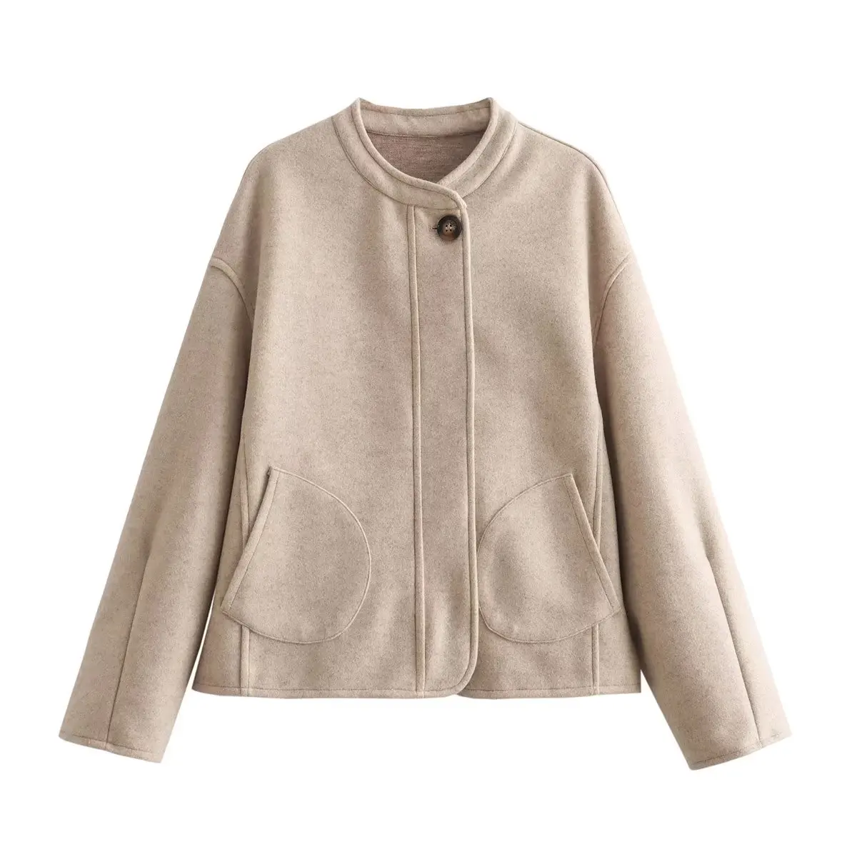 Women New Fashion Pocket decoration Loose Double-sided woolen Coat Vintage Long Sleeve Button-up Female Outerwear Chic Overshirt
Women New Fashion Pocket decoration Loose Double-sided woolen Coat Vintage Long Sleeve Button-up Female Outerwear Chic Overshirt