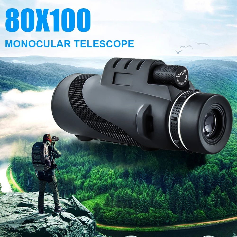 80x100 HD Monocular Telescope BAK4 Prism Telescope Phone Clip Tripod Stand Camping Hunting Accessories
80x100 HD Monocular Telescope BAK4 Prism Telescope Phone Clip Tripod Stand Camping Hunting Accessories
