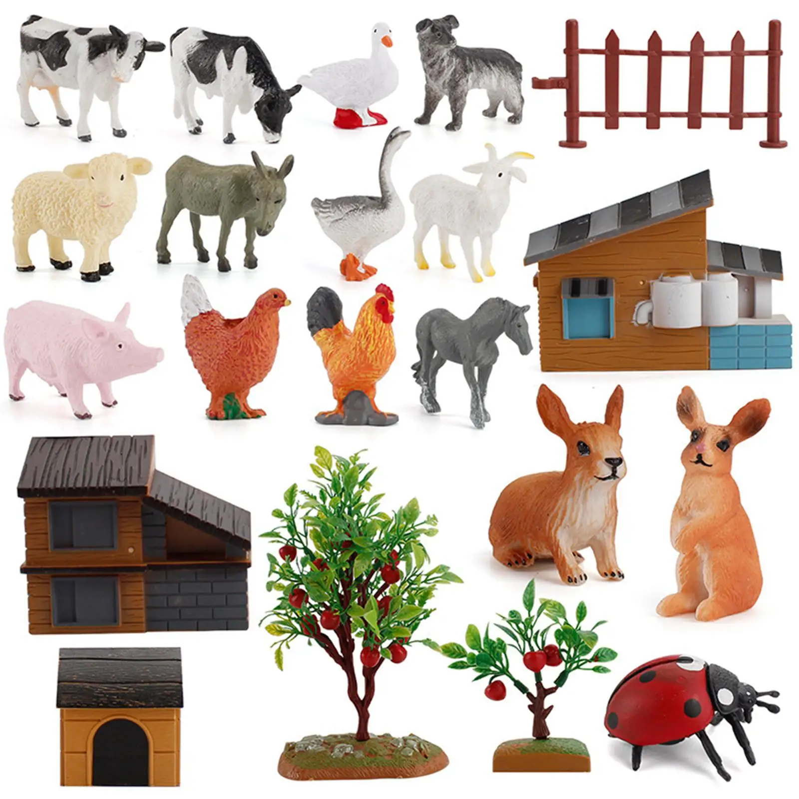 

21Pcs Farm Figurines Cake Topper TOY Set Farm Animal Figures 1Pcs Farm Animals Set for Party Birthday Gift Ages 3 and up